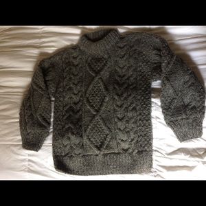 Artesania Hand Knit Cable Grey Wool Sweater